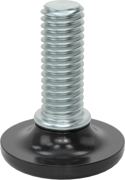 1" Uzunlukta 3/8"-16 Çinko Kaplı Çelik Saplamalı Plastik Ayaklar — 3⁄8"-16, 1", Dişli Saplama