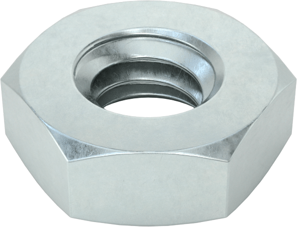 Sol Dişli, İnce Profilli Çelik Altıköşe Somun, Orta Mukavemetli, Çinko Kaplamalı, 1/4"-20 Diş Boyutu