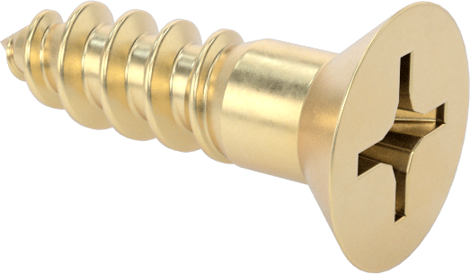 Ahşap için Pirinç Phillips Havşa Başlı Vidalar, 3 Boyutu, 3/8" Uzunluk