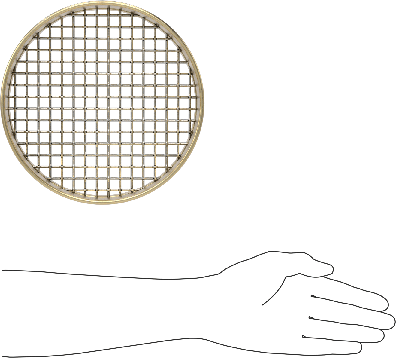 Büyük Malzemeler için Elek, Pirinç Çerçeve, 8" Çap x 2" Derinlik, 10 mm Açıklık Boyutu