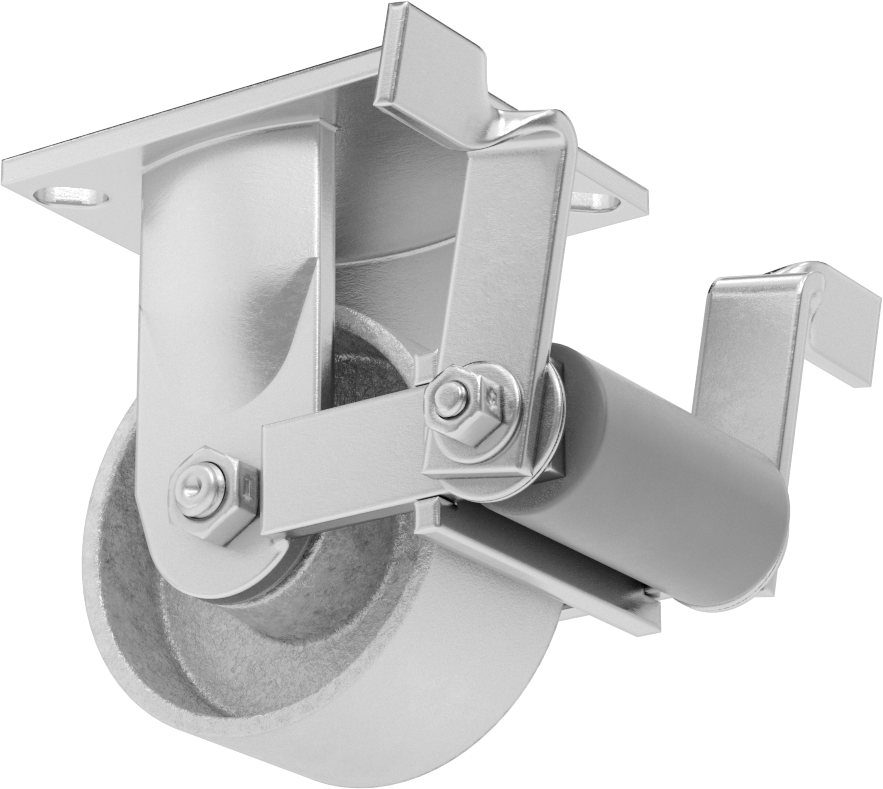 4-1/2" x 4" Plakalı Yüksek Kapasiteli Spartan Tekerlek, Frenli ve 4 inç Çapında Açık Rulmanlı Metal Tekerlekli Sabit — 4", Demir, Levha