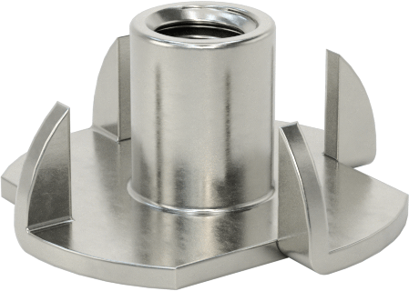 Ahşap için 18-8 Paslanmaz Çelik T Somun Ek Parçası, M4 x 0.7 mm Diş Boyutu, 7.100 mm Takılı Uzunluk