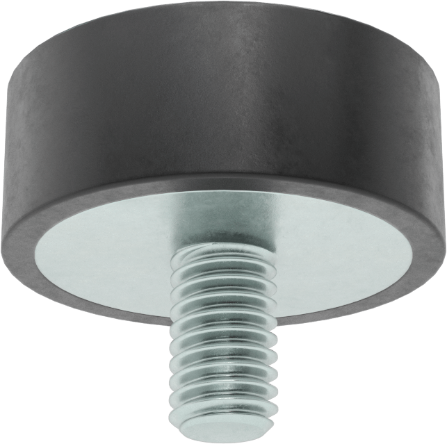 Neopren Titreşim Sönümleyici Sandviç Montaj, 3/8"-16 Çinko Kaplı Çelik Saplama ve Çelik Ek Parça, 375 lb. Kapasite