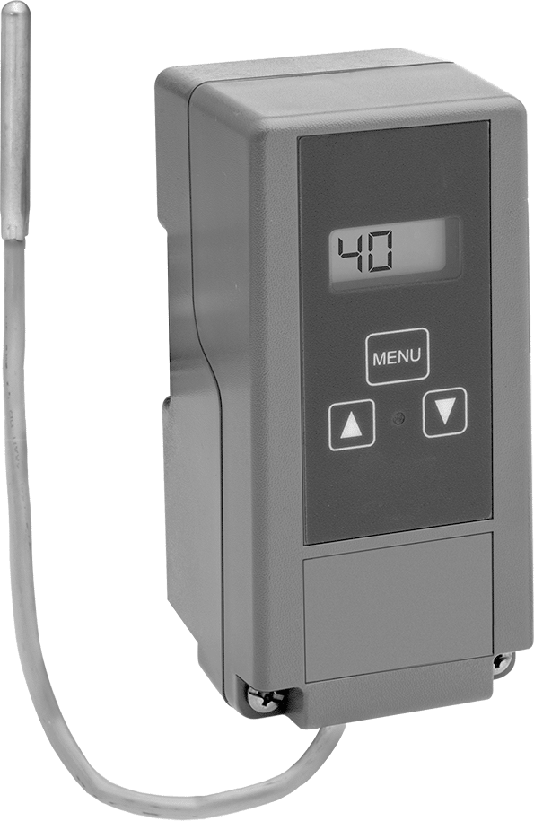 DIN Ray Montajlı Hat Gerilimi Termostatı, Uzaktan Sensörlü, 120V AC ila 240V AC — Sabit Kablolama