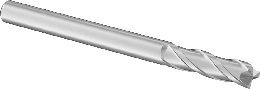Karbür Kare 3 Kanallı Parmak Freze, TiAlN Kaplamalı, 3 mm Mil Çapı, 38 mm Toplam Uzunluk