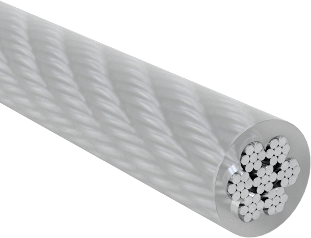 Naylon Kaplı Tel Halat, Çelik, 0.047" Çap, 1/16" Çaplı, Kaplamalı, Mil-Dtl-83420