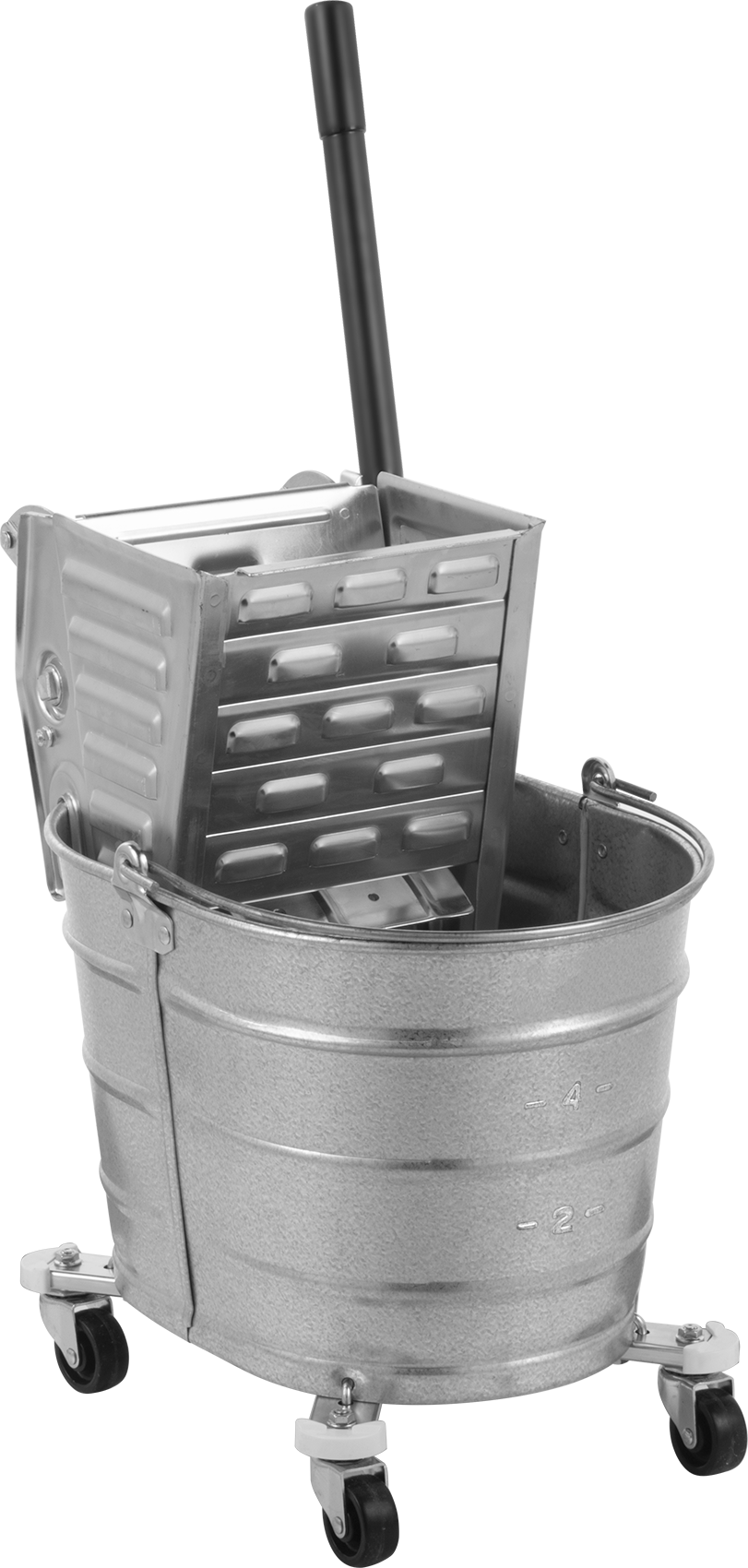 Galvanizli Çelik Paspas Kovası, Sıkma Mekanizmalı, 26 Quart Kapasite, Yan Stil — 26 qt., Çelik, Yan Yönde