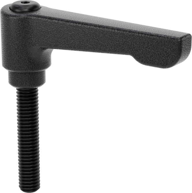 Düşük Profilli Ayarlanabilir Tutamak, 3/8"-16 Dişli 1-15/16" Uzunlukta Saplamalı, Siyah Çinko