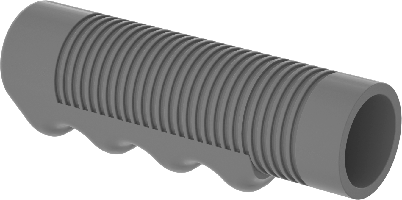 1" Dış Çap için Yüksek Sıcaklık Parmak Oluklu Yuvarlak Tutamaklar — Finger Groove, Ribbed, Rubber, Silicone Rubber, 400° F