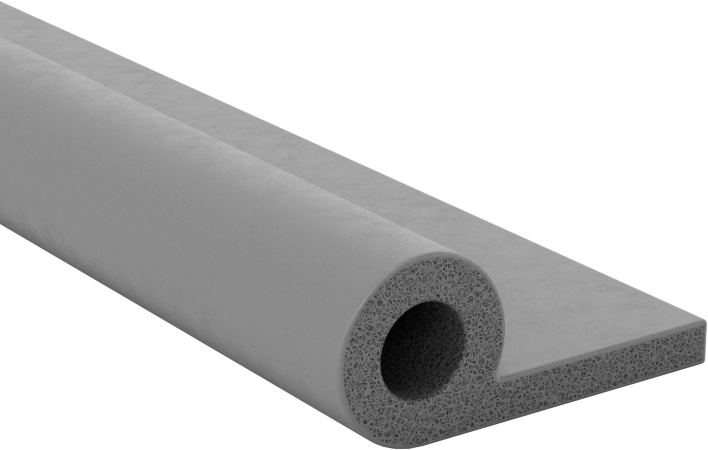 Yüksek Sıcaklık Köpük Kauçuk Kenar Contası, Flanş Montajı, İçi Boş, Düz Arka, 7/8" Toplam Genişlik