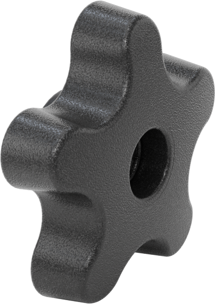 Plastik Beş Kollu Topuz, Titreşime Dayanıklı, 3/8"-16 Dişli Delikli, 2-1/4" Genişlikte Başlık — 3⁄8"-16, Dişli Delik, Beş Kollu