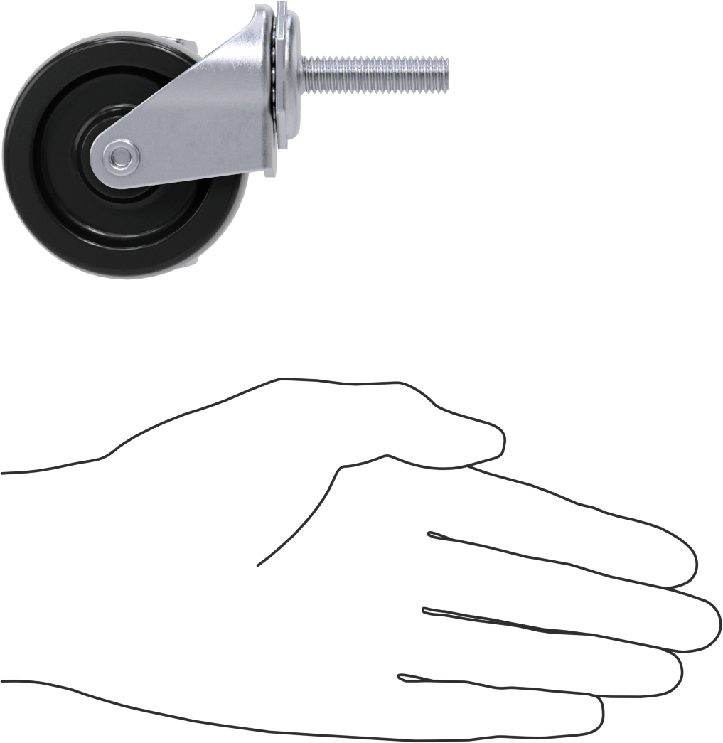 Statik Kontrol Döner Tekerlek, Frenli, 3/8"-16 Dişli Gövde ve 2-1/2" Çaplı Kauçuk Tekerlek