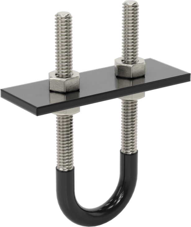Lastik Yastıklı U-Cıvata, 304 Paslanmaz Çelik, 1/4"-20 Diş Boyutu, 15/16" İç Çap