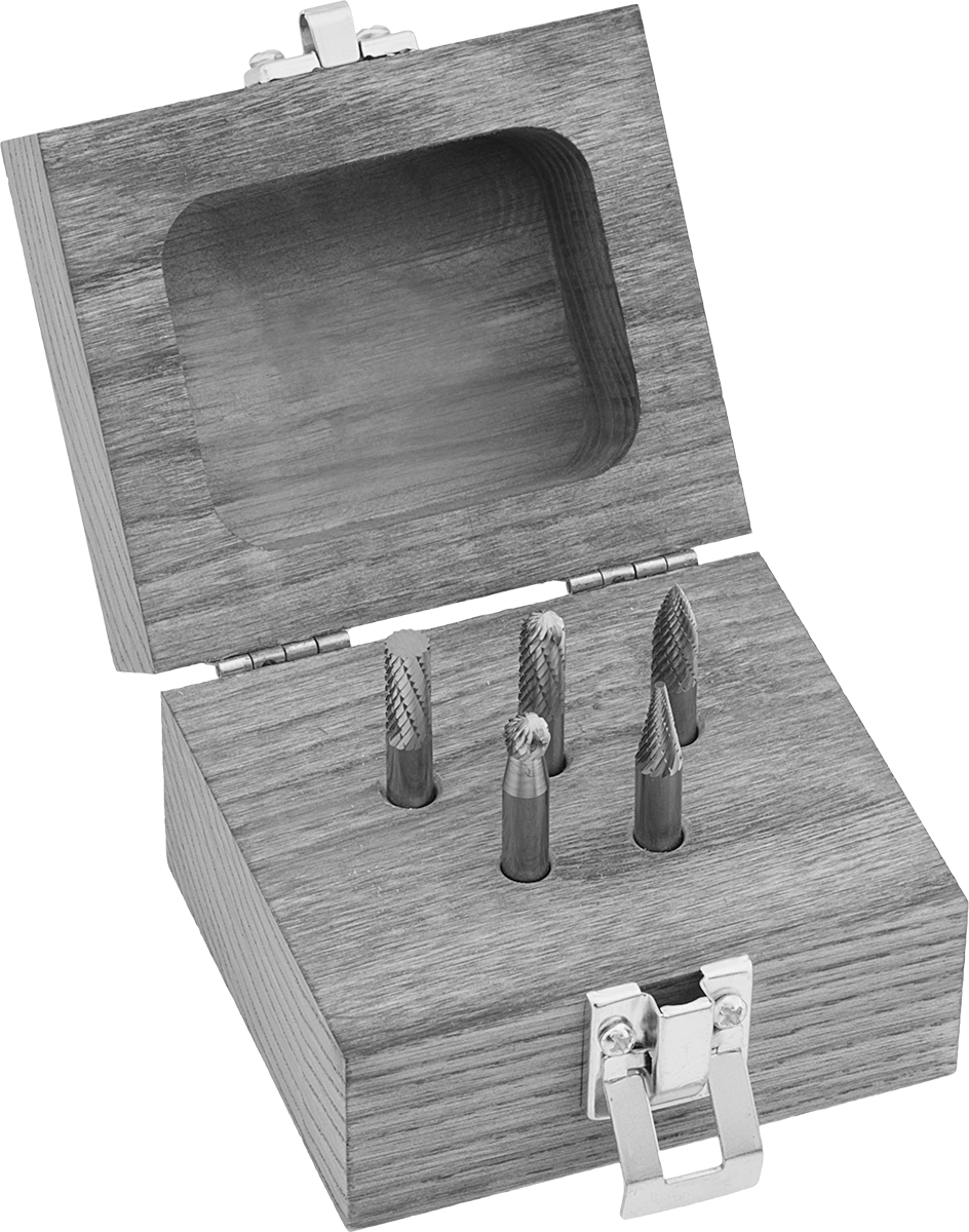 1/8" Çaplı Şaftlı Karbür Freze Ucu Seti, 5 Parça, Çift Kesimli Diş, 1-11/16" ila 2" Toplam Uzunluk