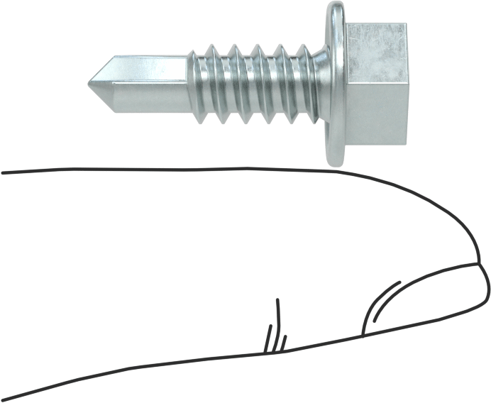 Flanşlı Altıköşe Başlı Delme Vidası, Çinko Kaplı Çelik, 1/4" Boyut, 3/4" Uzunluk