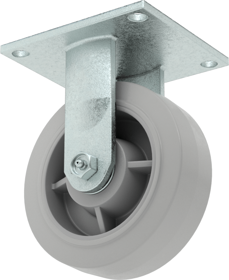 5-1/2" x 5" Montaj Plakalı Tekerlek, Samson, 6 inç Çapında Gri Kauçuk Tekerlekli Sert