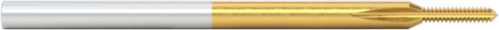 Minyatür Kılavuz, TiN Kaplamalı HSS000-120 Diş Boyutu, 9/64" Diş Uzunluğu — 000-120, Alüminyum, Pirinç, Bronz, Bakır, Demir, Nikel, Plast…