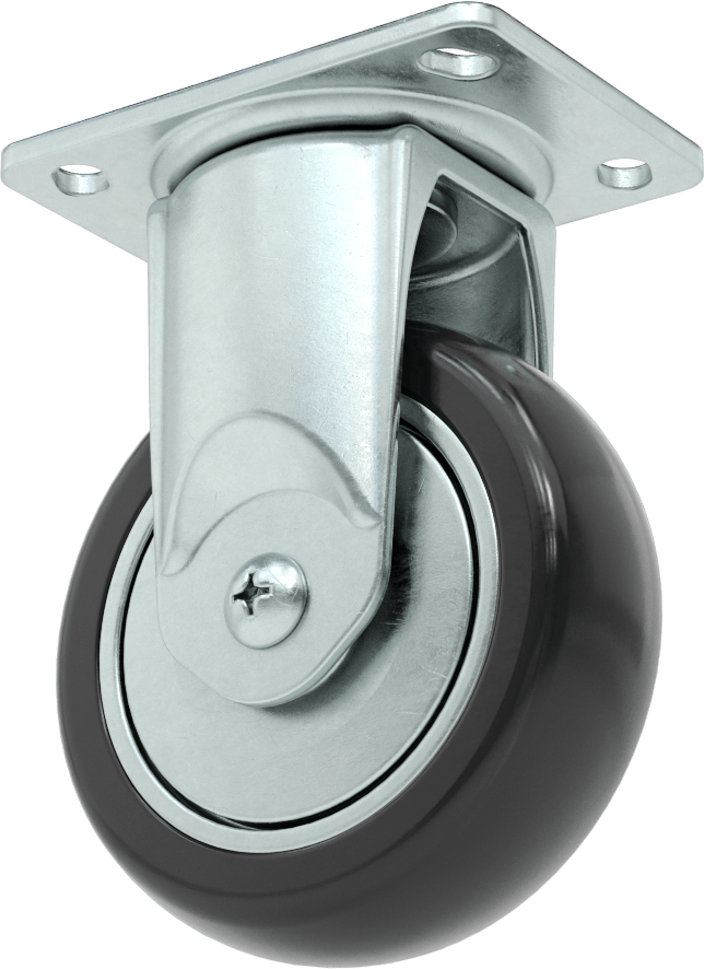 3-3/4" x 2-3/4" Plakalı Statik Kontrol Tekerlek, 4 inç x 1-1/4 inç Siyah Çekirdek Üzerine Baskılı Kauçuk Tekerlekli Sert — 5 1⁄4", Levha, 4"