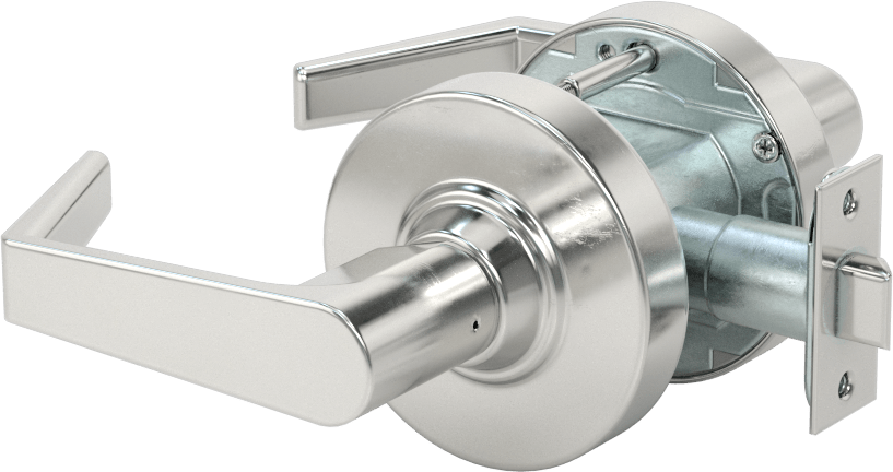 Schlage Alx Kapı Kolu, 2-3/4" arka mesafeli, Krom Kaplama — Kol, 2 3⁄4", Kilitlenmeyen