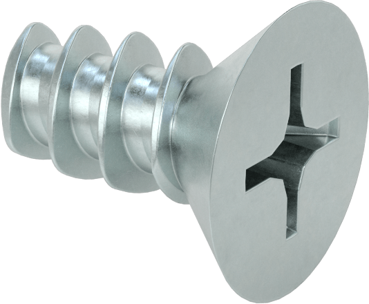 Plastik için Çelik Havşa Başlı Diş Açıcı Vidalar, Phillips, Çinko Kaplamalı, 1/4" Vida Boyutu, 1/2" Uzunluk