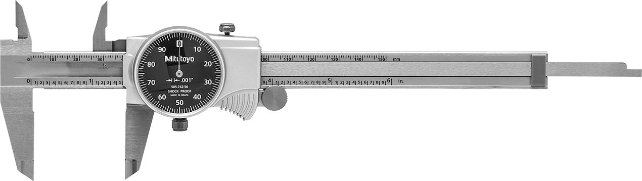 Mitutoyo Kadranlı Kumpas, Model Numarası 505-742J, 0" ila 6" Ölçüm Aralığı — Kadran, -, Paslanmaz Çelik